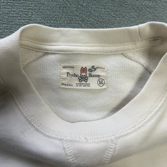 Psycho Bunny Lifeguard Sweatshirt Adult Medium Off White Crew Neck Sweater Mens - Picture 7 of 14